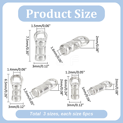 18Pcs 3 Styles 925 Sterling Silver Cord End STER-PH0002-11-1