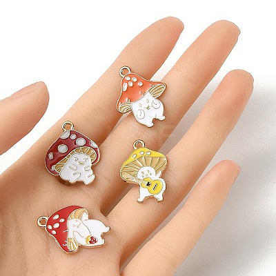 8Pcs 4 Styles Autumn Theme Alloy Enamel Pendants ENAM-YW0003-38-1