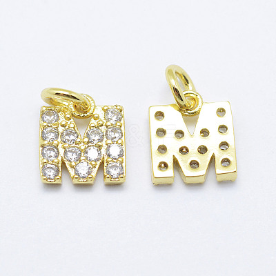 Brass Micro Pave Grade AAA Cubic Zirconia Charms X-ZIRC-P067-11G-M-NR-1