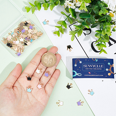 60Pcs 5 Colors Alloy Enamel Charms ENAM-SC0003-43-1