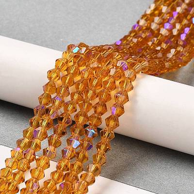 Transparent Electroplate Glass Beads Strands GLAA-F029-4mm-D28-1