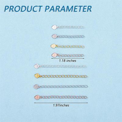 8 Pieces No Buckle Extension Chain Sterling Silver Extender Chains Necklace Bracelet Anklet Removable Chain Extenders Charms for DIY Jewelry Making Accessories JX629A-1
