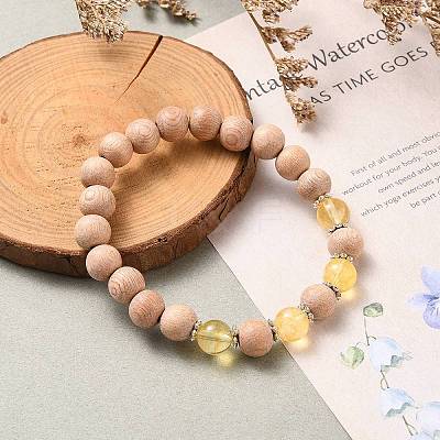 Round Natural Quartz Crystal Beaded Stretch Bracelets BJEW-JB05607-03-1