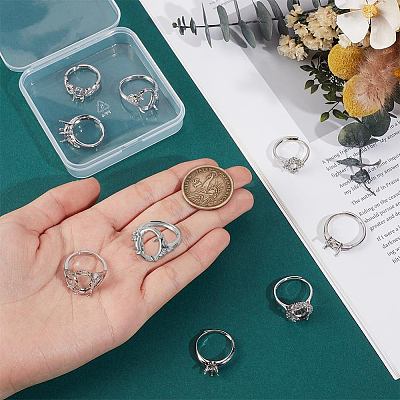 9Pcs 9 Styles Brass Ring Components KK-NB0004-37-1