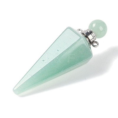 Natural Green Aventurine Faceted Cone Openable Perfume Bottle Big Pendants G-L524-18P-13-1
