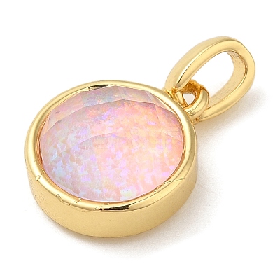 Rack Plating Brass with Synthetic Opal Pendants KK-S370-06G-1