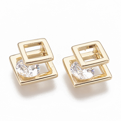 Brass Cubic Zirconia Charms KK-T029-80G-1