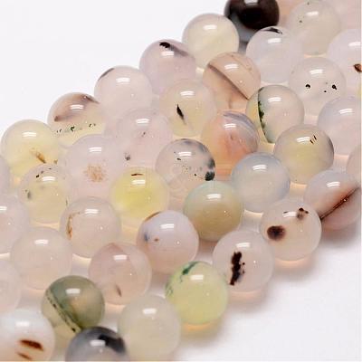 Natural Dendritic Agate Bead Strands G-G880-01-8mm-1