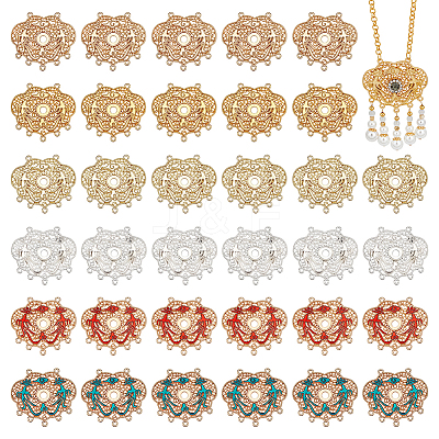 36Pcs 6 Colors Alloy Connector Cabochon Settings FIND-PH0061-67-1
