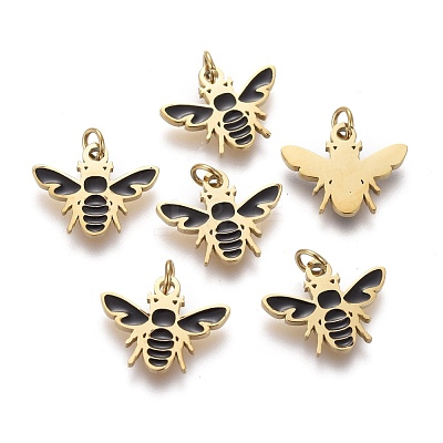 316 Surgical Stainless Steel Enamel Charms STAS-H100-07G-1