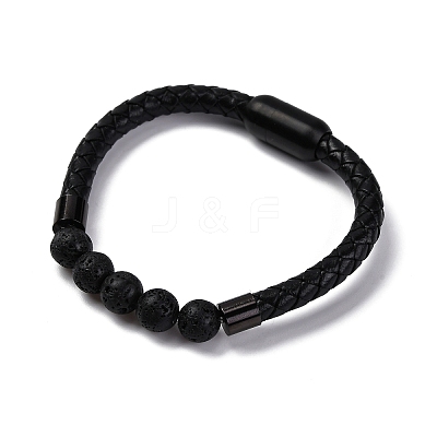 Round Natural Lava Rock Bead Bracelets BJEW-A009-08EB-03A-1