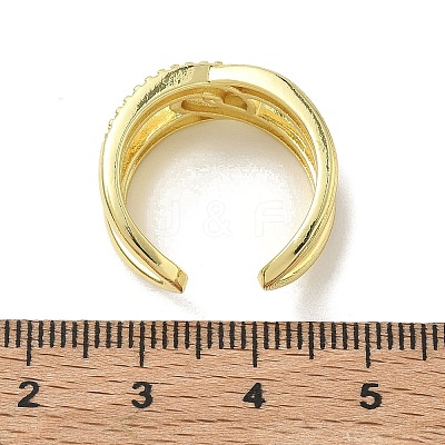 Brass Micro Pave Cubic Zirconia Cuff Open Rings RJEW-C163-15G-1
