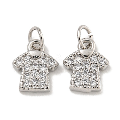 Rack Plating Brass Micro Pave Clear Cubic Zirconia Charms KK-U030-20P-1