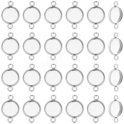 60Pcs 304 Stainless Steel Cabochon Connector Settings STAS-BBC0009-57B-1