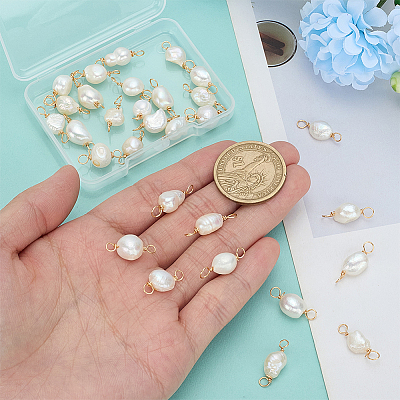 30Pcs Natural Cultured Freshwater Pearl Connector Charms PALLOY-ME00009-1