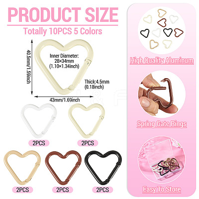 10Pcs 5 Colors Aluminum Spring Gate Rings KEYC-TA0004-77-1
