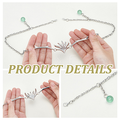 1Pc Alloy Tassel Face Chains with Glass Beads NJEW-GA0001-12-1