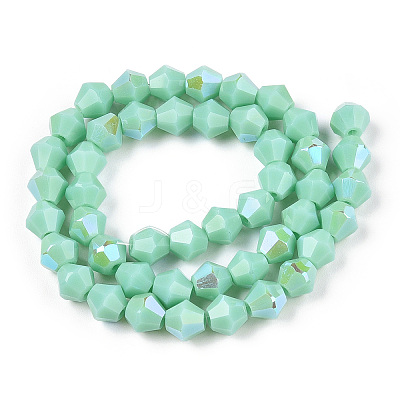 Opaque Solid Color Electroplate Glass Beads Strands EGLA-A039-P6mm-L20-1
