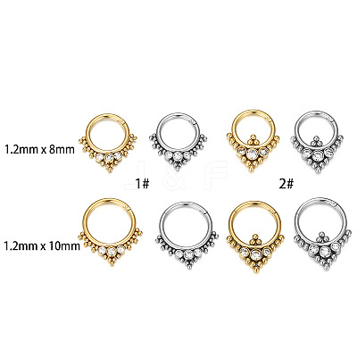 316L Surgical Stainless Steel Micro Pave Clear Cubic Zirconia Hoop Nose Rings WG1C8D8-01-1