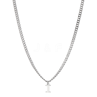 1Pc 304 Stainless Steel Letter Pendant Necklaces NJEW-LP0001-33I-P-1