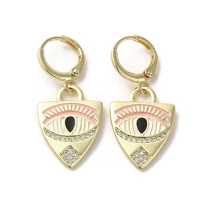 Horse Eye Golden Brass Dangle Leverback Earrings EJEW-Q797-24G-01-1