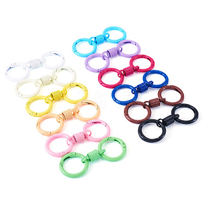 12Pcs 12 Colors Alloy Spring Gate Clasps FIND-TA0008-03-1