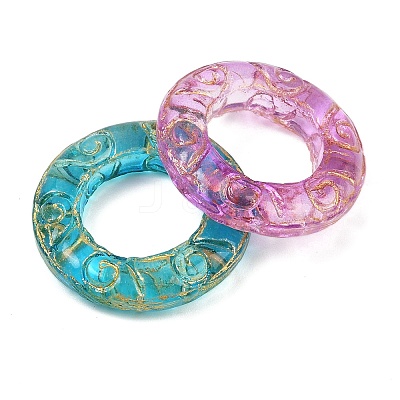 Baking Paint and Golden Metal Enlaced Glass Beads X-DGLA-T004-13M-1