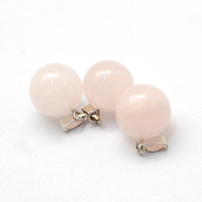 Round Natural Rose Quartz Pendants G-Q434-02-1