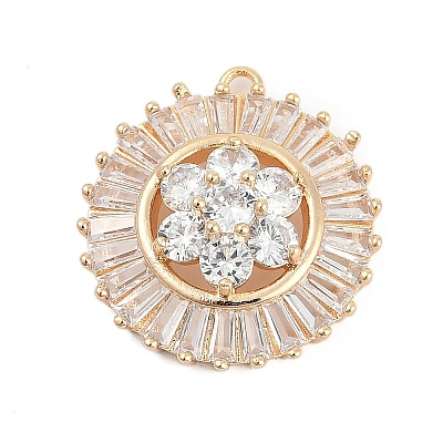 Brass Micro Pave Cubic Zirconia with Glass Pendants KK-Q026-15G-1