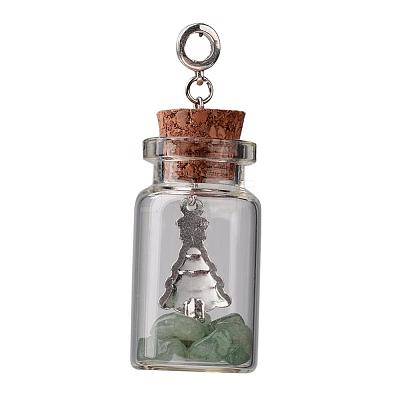 Natural Green Aventurine Beaded Wishing Bottle European Dangle Large Hole Pendants PALLOY-JF00157-02-1