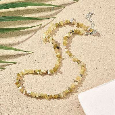 Natural Supper 7 Rutilated Quartz Chip Beaded Necklaces for Men Women NJEW-G159-01B-1