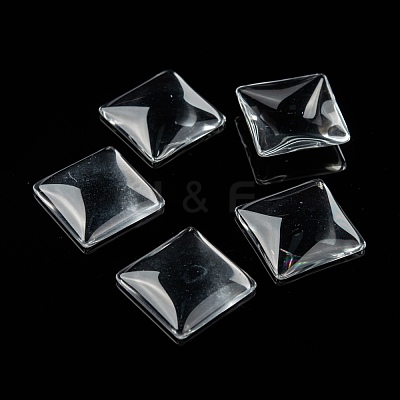 Transparent Glass Square Cabochons X-GGLA-A001-25mm-1