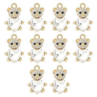 10Pcs Alloy Glass Pendants GLAA-YW0005-41G-01-1