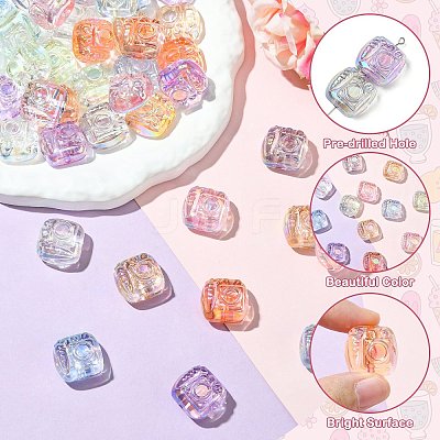 40Pcs 8 Colors UV Plating Transparent Acrylic Beads PACR-CJ0001-46-1