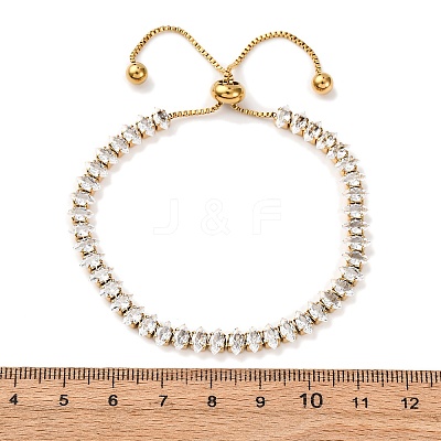304 Stainless Steel Pave Clear Cubic Zirconia Tennis Bracelets BJEW-G754-03G-04-1