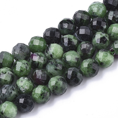 Natural Ruby in Zoisite Beads Strands G-S345-6mm-003-1