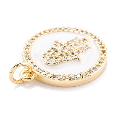 Real 18K Gold Plated Brass Micro Pave Clear Cubic Zirconia Pendants ZIRC-M114-50G-01-1