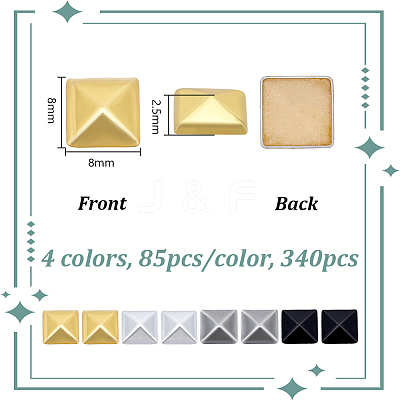 340Pcs 4 Colors Aluminum Hotfix Iron On Studs DIY-NB0015-88-1