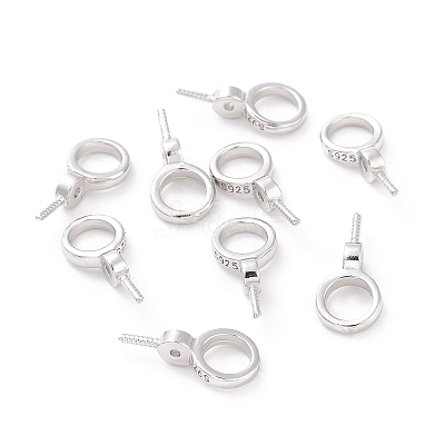 Anti-Tarnish Rhodium Plated 925 Sterling Silver Screw Eye Peg Bails STER-D035-46P-1