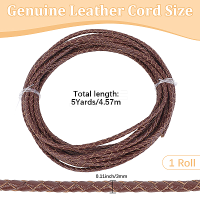 5 Yards Braided Leather Cord WL-CL0001-02B-1