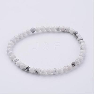 Natural Howlite Beaded Stretch Bracelets BJEW-JB02459-06-1