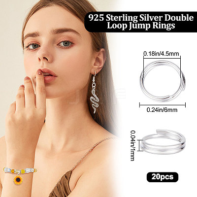 20Pcs 925 Sterling Silver Split Jump Rings STER-BBC0001-33A-1