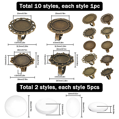 DIY Blank Dome Finger Rings Making Kit DIY-SC0022-20-1