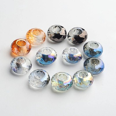 98 Faceted Electroplated Glass European Beads GPDL-F003-M-1