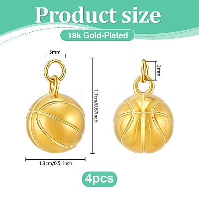 4Pcs Sports 304 Stainless Steel Pendants STAS-PH0007-33A-1