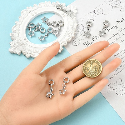 10Pcs Alloy Crystal Rhinestone Star European Dangle Charms MPDL-YW0001-06-1