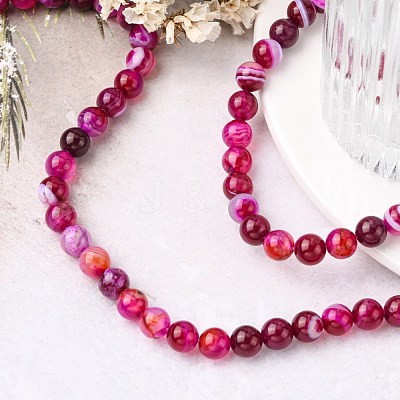 Natural Striped Agate/Banded Agate Bead Strands X-G-K166-13-8mm-03-1