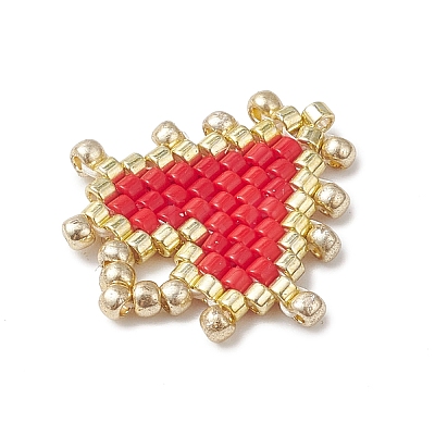 Handmade MIYUKI Glass Seed Beaded Heart Pendants PALLOY-MZ01067-01-1