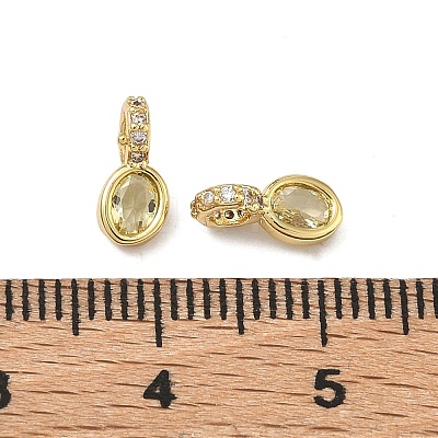 Brass Micro Pave Cubic Zirconia Charms KK-Q039-04A-G-1