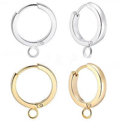 16Pcs 2 Colors 201 Stainless Steel Huggie Hoop Earrings Findings STAS-BBC0008-39C-1